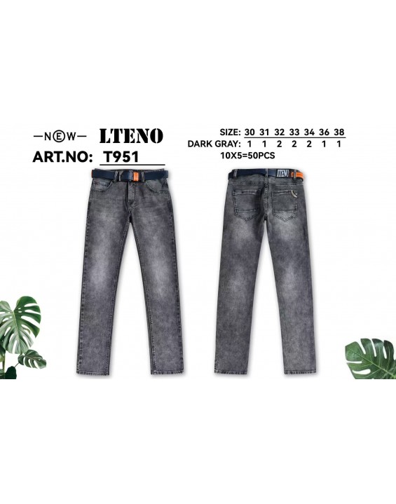 T951 Men’s Dark Gray Straight-Leg Denim  Jeans