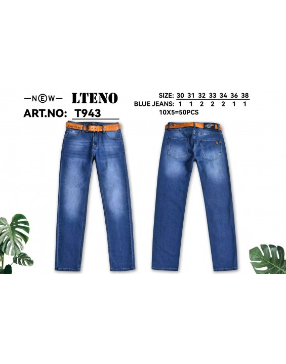 T943 Men’s Blue Straight-Leg Jeans