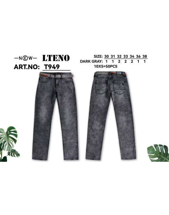 T949 Men’s Black Straight-Leg Jeans