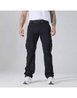 Men’s Straight-Leg Multi-Pocket Cargo Pants – European Best Seller (Color: Black | 12 Pieces per Pack | €156 per Pack)