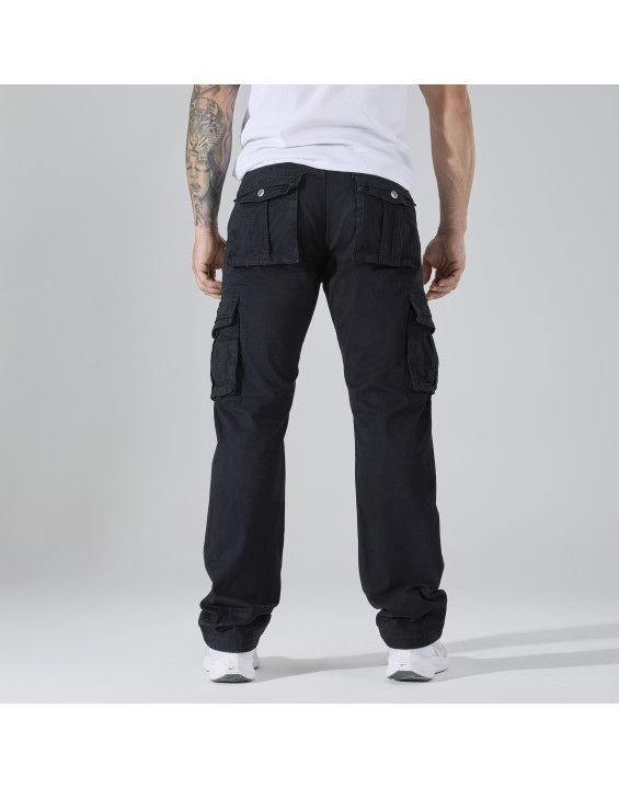 Men’s Straight-Leg Multi-Pocket Cargo Pants – European Best Seller (Color: Black | 12 Pieces per Pack | €156 per Pack)