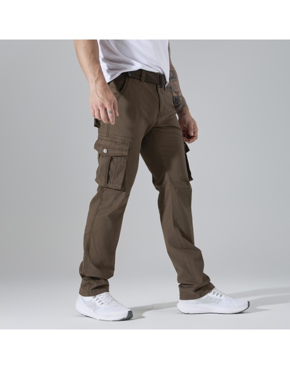 Men’s Straight-Leg Multi-Pocket Cargo Pants – European Best Seller (Color: Brown | 12 Pieces per Pack | €156 per Pack)