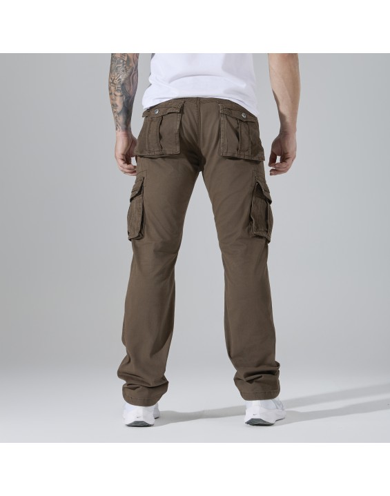 Men’s Straight-Leg Multi-Pocket Cargo Pants – European Best Seller (Color: Brown | 12 Pieces per Pack | €156 per Pack)