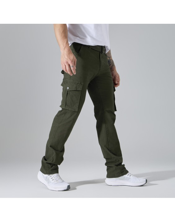 Men’s Straight-Leg Multi-Pocket Cargo Pants – European Best Seller (Color: Green | 12 Pieces per Pack | €156 per Pack)