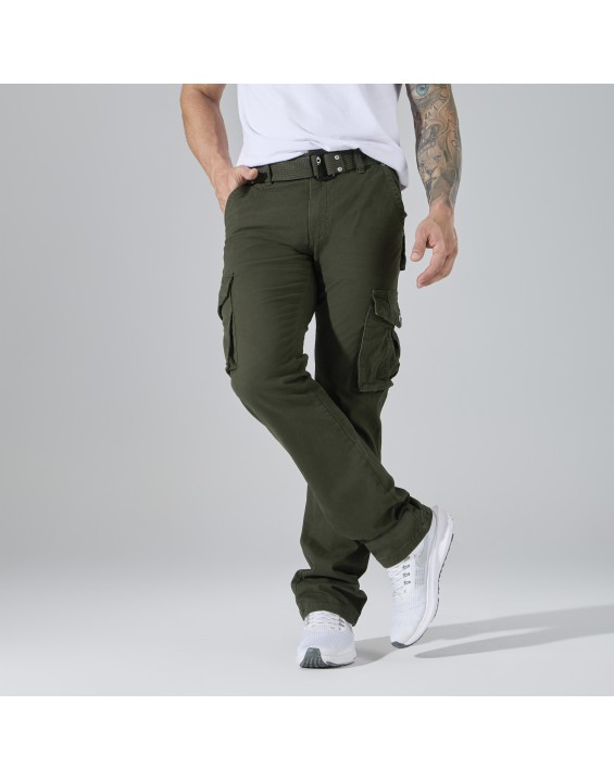 Men’s Straight-Leg Multi-Pocket Cargo Pants – European Best Seller (Color: Green | 12 Pieces per Pack | €156 per Pack)