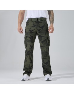 Men’s green Camo Cargo Pants. Sold in packs of 12. Price shown is for the full pack (12 pieces). – Straight-Leg Tactical Combat Trousers with Multi Pockets