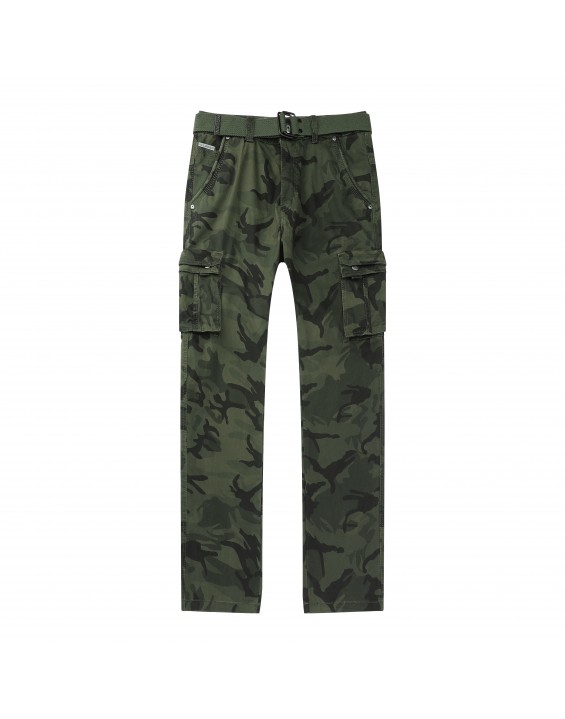 Men’s green Camo Cargo Pants. Sold in packs of 12. Price shown is for the full pack (12 pieces). – Straight-Leg Tactical Combat Trousers with Multi Pockets