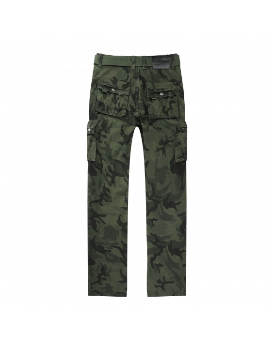 Men’s green Camo Cargo Pants. Sold in packs of 12. Price shown is for the full pack (12 pieces). – Straight-Leg Tactical Combat Trousers with Multi Pockets
