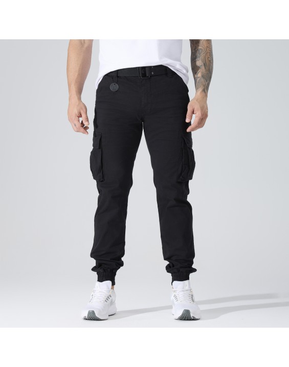 Men’s Multi-Pocket Cargo Jogger Pants – European Best Seller (Color: Black | 12 Pieces per Pack | €156 per Pack)