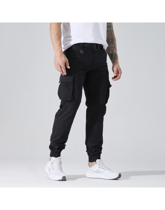Men’s Multi-Pocket Cargo Jogger Pants – European Best Seller (Color: Black | 12 Pieces per Pack | €156 per Pack)