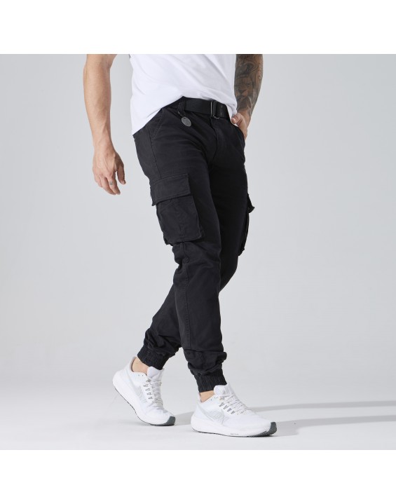 Men’s Multi-Pocket Cargo Jogger Pants – European Best Seller (Color: Black | 12 Pieces per Pack | €156 per Pack)